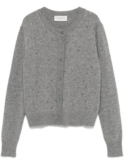 Ermanno Firenze Rhinestone-embellished Cardigan In Grey