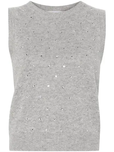 Ermanno Firenze Rhinestone-embellished Sweater In Grey