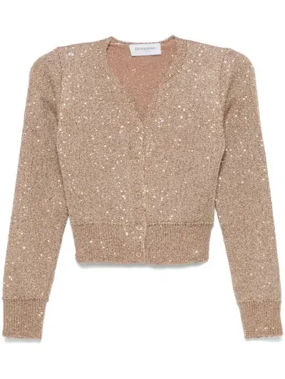 Ermanno Firenze Sequin-embellished Cardigan In Brown