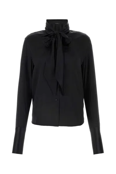 Ermanno Scervino Black Stretch Satin Shirt In Nero