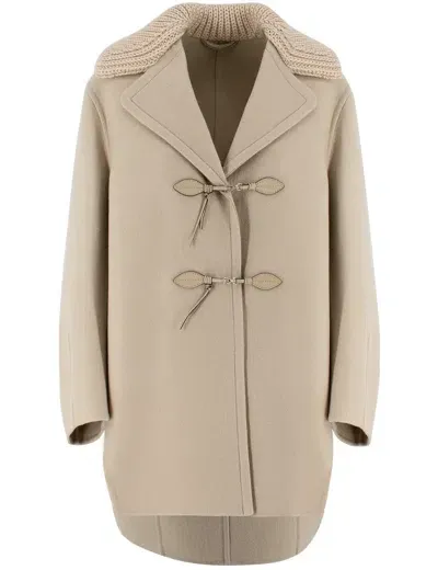 Ermanno Scervino Coat In Oyster Gray Corda