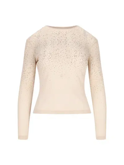 Ermanno Scervino Crop Top With Rhinestones In Grey