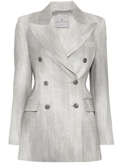 Ermanno Scervino Distressed Effect-print Blazer In Grey