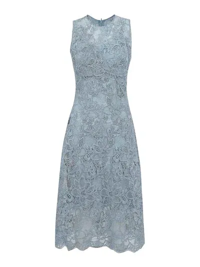 Ermanno Scervino Lace Midi Dress In Blue