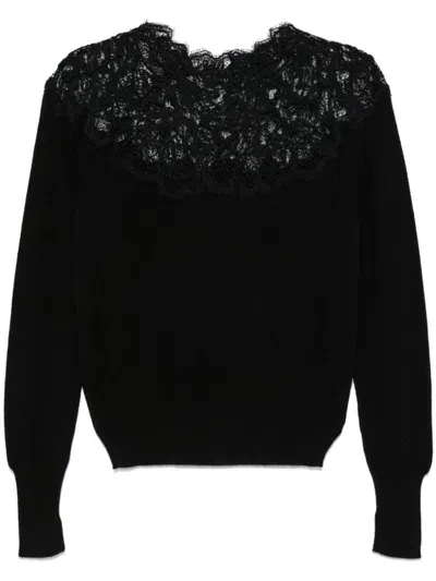 Ermanno Scervino Embroidered Wool Sweater In Black