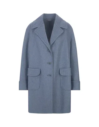 Ermanno Scervino Light Blue Wool Blend Single-breasted Coat