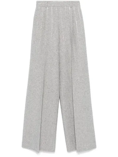 Ermanno Scervino Pinstriped Bootcut Trousers In Grey