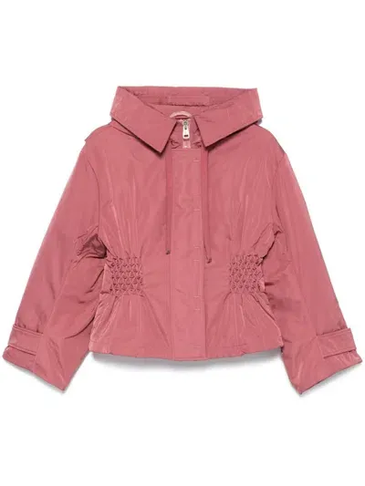 Ermanno Scervino Smocked Hooded Jacket In Pink