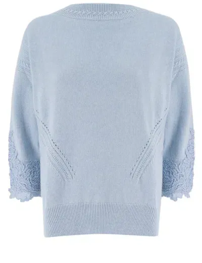 Ermanno Scervino Sweater In Blue Fog/celeste