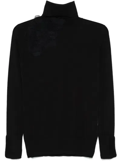 Ermanno Scervino Wool Turtle Neck Sweater In Black