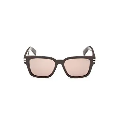 Ermenegildo Zegna Rectangle Frame Sunglasses In Brown