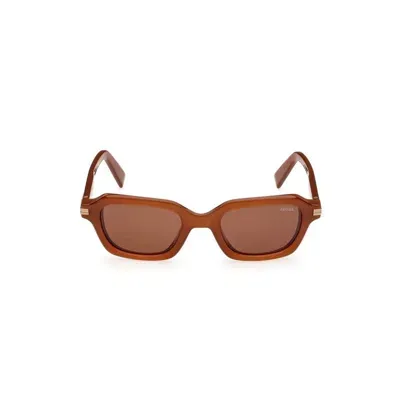 Ermenegildo Zegna Rectangle Frame Sunglasses In Brown