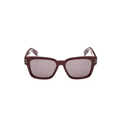 Ermenegildo Zegna Rectangle Frame Sunglasses In Red