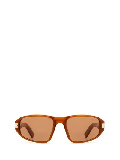 Ermenegildo Zegna Rectangular Frame Sunglasses In Brown