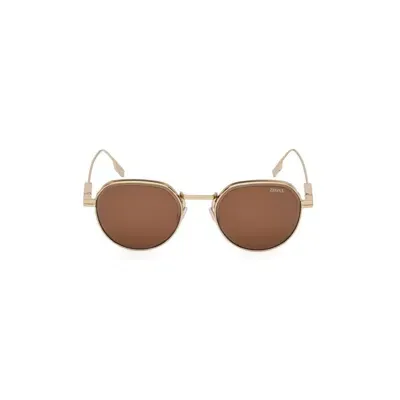 Ermenegildo Zegna Round Frame Sunglasses In Gold