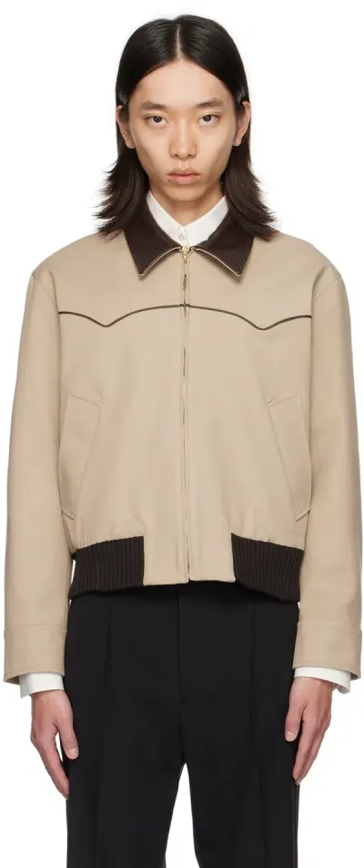 Ernest W Baker Beige Western Harrington Jacket