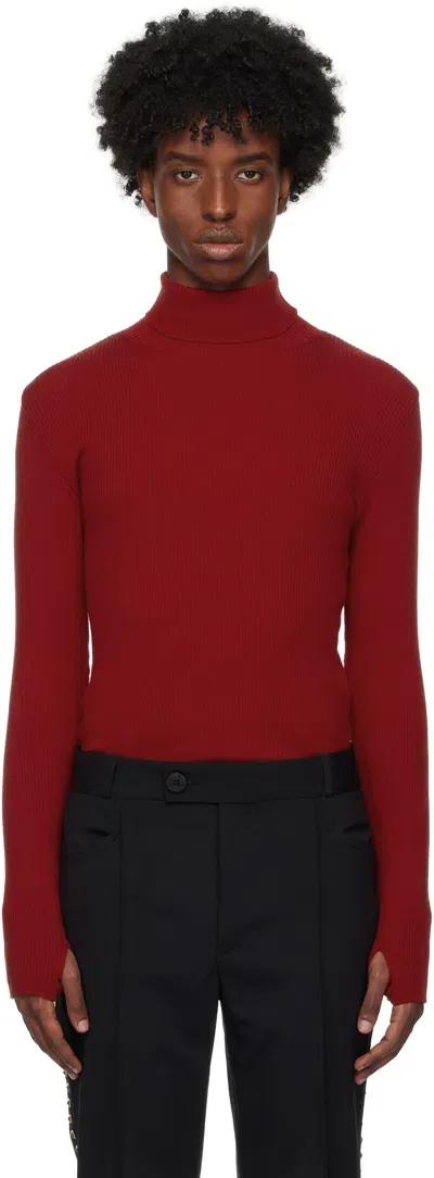 Ernest W Baker Red Ribbed Turtleneck