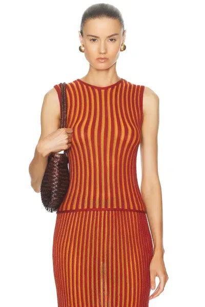 Escvdo Marina Halter Top In Burgundy & Orange