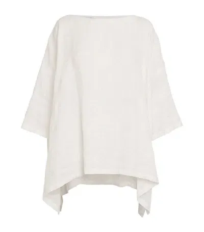 Eskandar Side-panel 3/4-sleeve Scoop-neck Tunic (mid Plus Length) In White