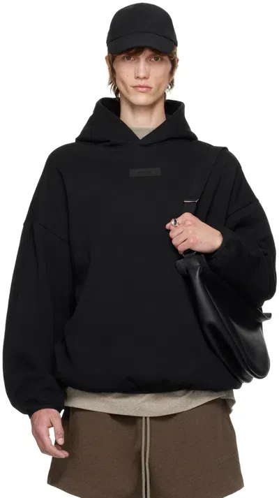 Essentials Black Elasticized Hoodie