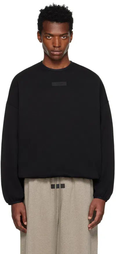 Essentials Black Elasticized Sweatshirt