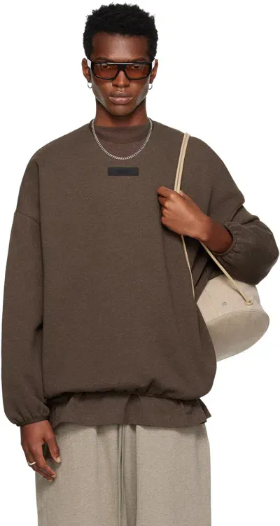 Essentials Brown Elasticized Sweatshirt In Heather Wood