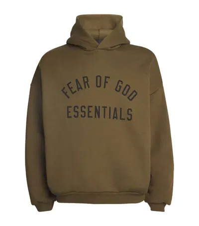 Essentials Cotton-blend Logo Hoodie In Olive