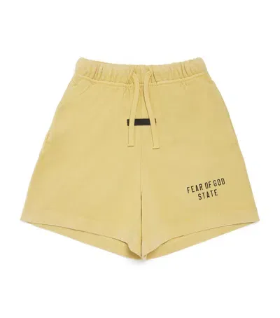 Essentials Kids' Cotton-blend Logo Sweatshorts In Yellow