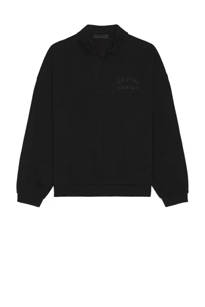 Essentials Fleece Polo In Black