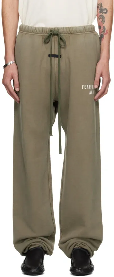 Essentials Khaki Heavy Sweatpants In Military