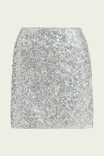 Essentiel Antwerp Ferlin Sequin-embellished Mini Skirt In Silver In Blue