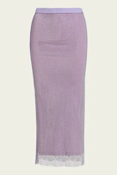 Essentiel Antwerp Flaminglips Rhinestone-embellished Midi Skirt In Lilac In Black