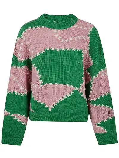 Essentiel Antwerp Gastrono Embroidered Knit Pull In Green