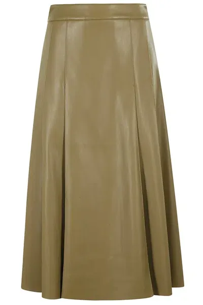 Essentiel Antwerp Geeuw Faux Leather Midi Skirt In 绿色