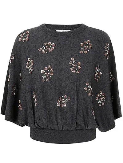 Essentiel Antwerp Gingo Embroidered Top In Grey