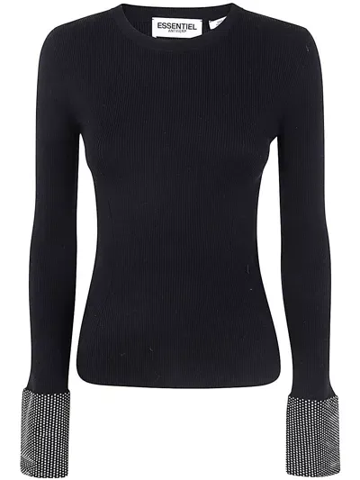 Essentiel Antwerp Gomi Pullover With Fringes In Black