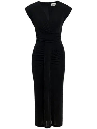 Essentiel Antwerp Gozzo Ruched Midi Dress In Black