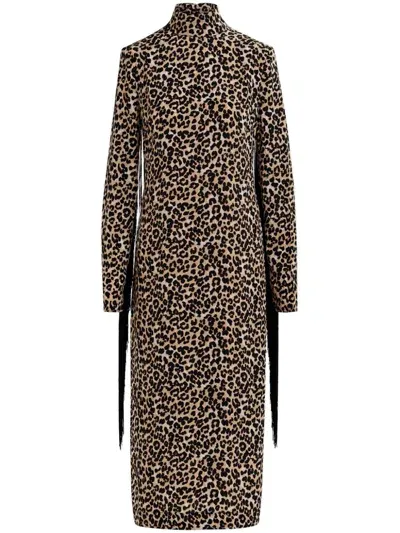 Essentiel Antwerp Leopard-print Midi Dress In Black