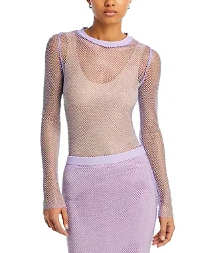 Essentiel Antwerp Sheer Rhinestone Top In Cadililac