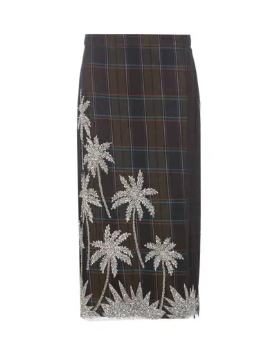 Essentiel Antwerp Plaid Beaded Skirt In Black