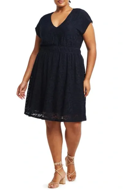 Estelle Cindy Lace Dress In Navy