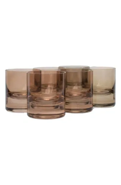 Estelle Colored Glass Tinted Rocks Glasses 6-piece Set In Amber Smoke