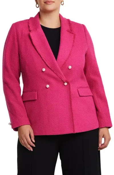 Estelle Courtney Bouclé Tweed Blazer In Fuchsia