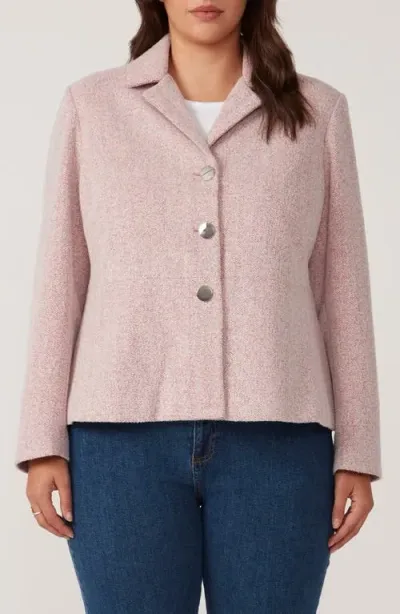 Estelle Herringbone Tweed Jacket In Dusty Pink