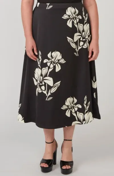 Estelle Morocco Blooms Maxi Skirt In Black/cream