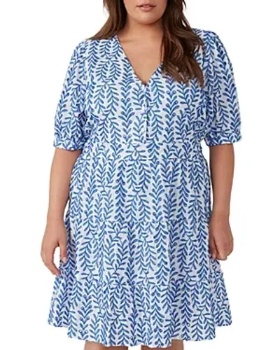 Estelle Plus La Croisette Embroidered Dress In Blue/milk