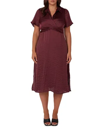 Estelle Plus Size Oasis Wrap Dress In Garnet