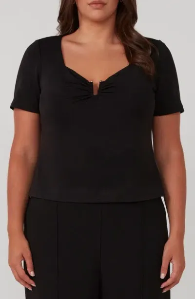 Estelle Xander Sweetheart Neck Top In Black