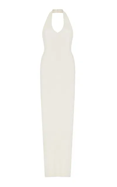 Éterne Jersey Maxi Halter Dress In Ivory