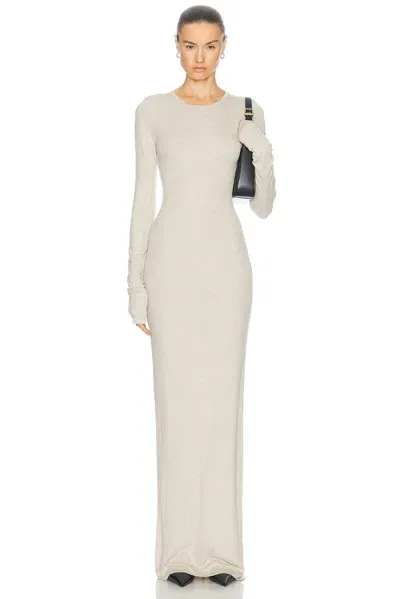 Éterne Long Sleeve Crewneck Maxi Dress In Heather Oatmeal